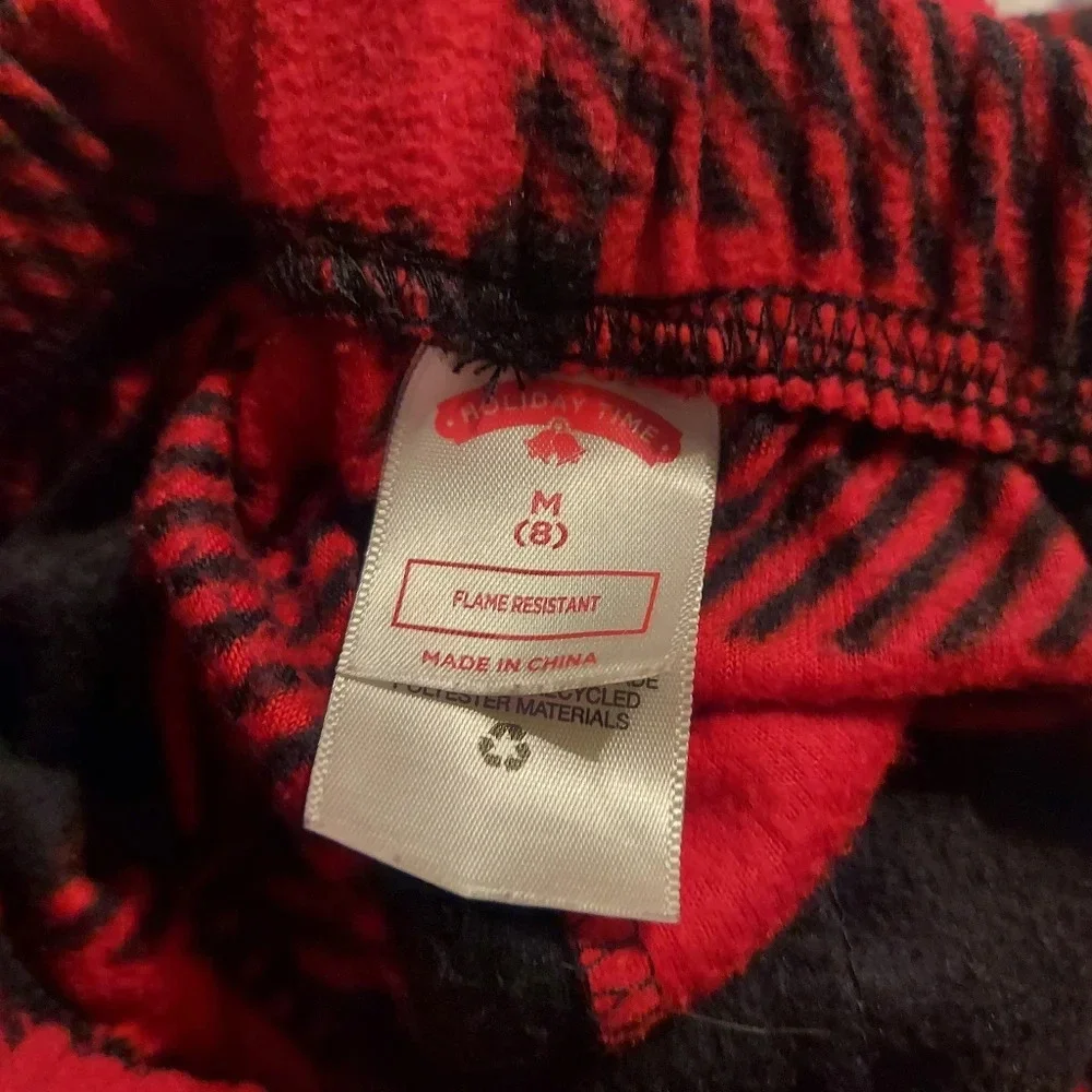 Christmas buffalo plaid red pj set fuzzy Fleece long sleeve cartoon penguin 🐧 - Picture 3 of 3